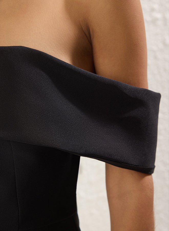 trendyol Black Carmen Collar Woven Long Stylish Jumpsuit - Image 3