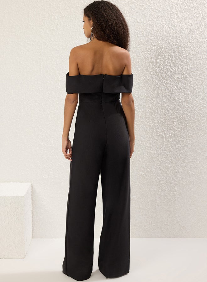 trendyol Black Carmen Collar Woven Long Stylish Jumpsuit - Image 4