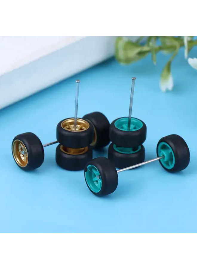 1 64 Scale Racing Wheel Hub with Rubber Tires White Pull Back Model Car - Image 5