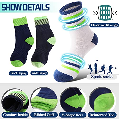 Welwoos Kids Boys Socks Athletic Basketball Youth Sport Crew Cotton Breathable Soft Gift Socks 6 Pairs Stocking Stuffers (Splice/Green/White,5-8Y) - Image 4