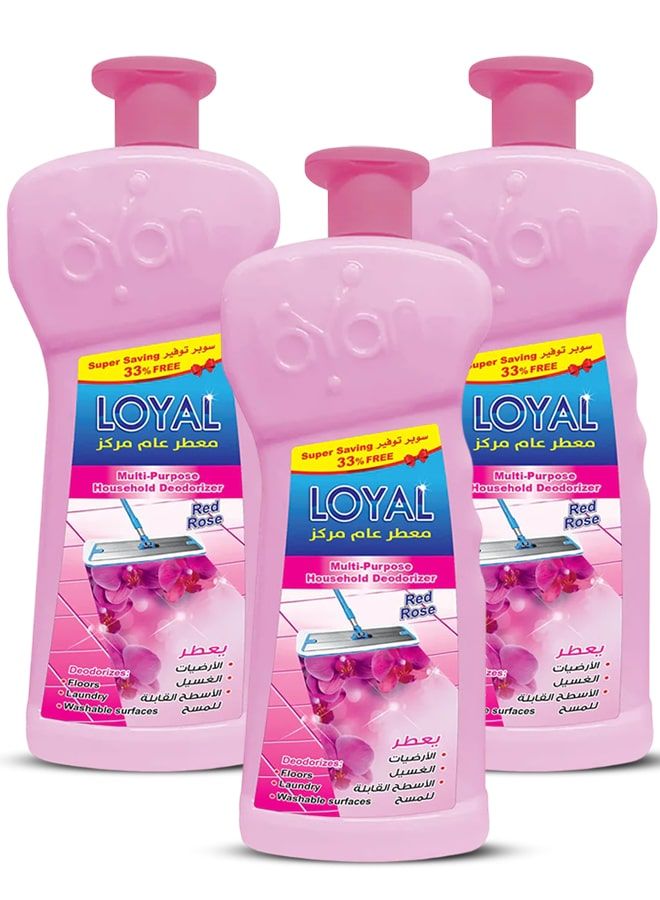 loyal Multi-Purpose Household Deodorizer Concentrated Gel, Red Rose, 3x2100ml