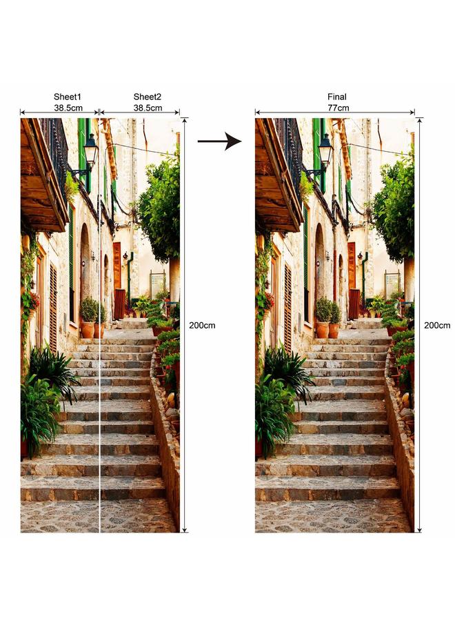Bluejw Special Price Scenery Series Decorative Stickers 3D Simulation Door Stickers Removable Wall Stickers Bedroom Living Room Renovation PVC Wallpaper  - Image 1