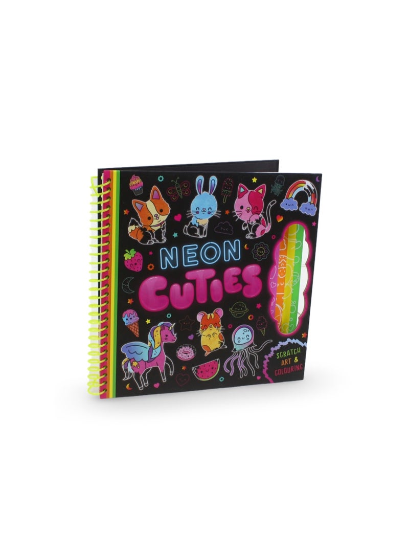 Igloo Books Neon Cuties: Scratch Art & Coloring Activity Book - Image 1