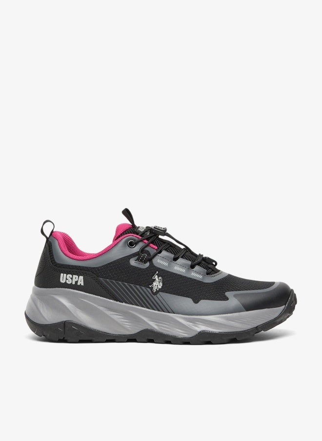 U.S. Polo Assn. Women's Black Low-Top Sneakers - Trendy Lace-Up Design Shoes, Used For Trekking, Running - Image 1