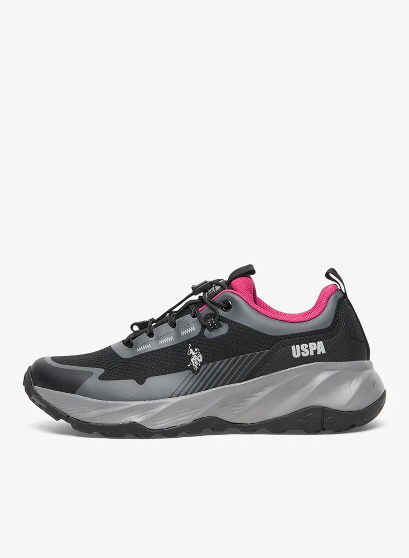 U.S. Polo Assn. Black Women's Black Low-Top Sneakers - Trendy Lace-Up Design Shoes, Used For Trekking, Running for Women | Best Price UAE