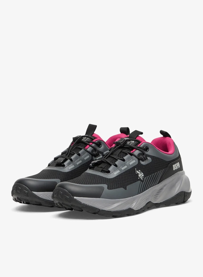 U.S. Polo Assn. Black Women's Black Low-Top Sneakers - Trendy Lace-Up Design Shoes, Used For Trekking, Running for Women | Best Price UAE