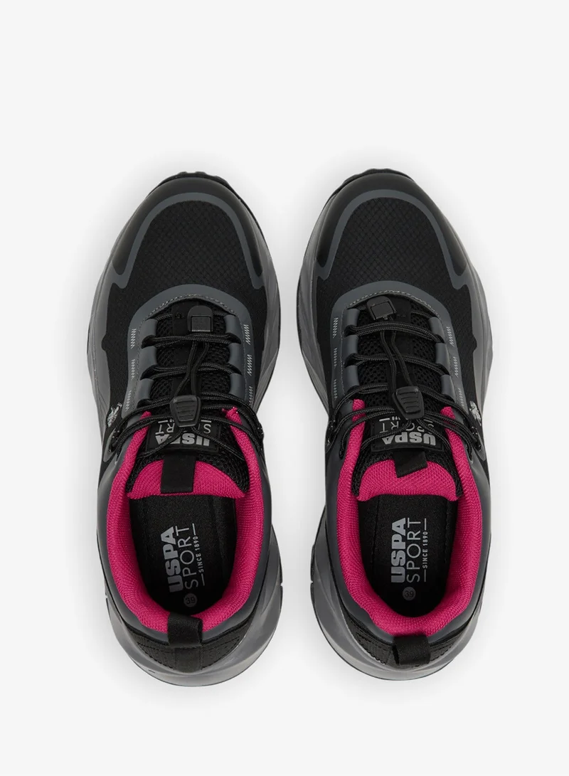 U.S. Polo Assn. Black Women's Black Low-Top Sneakers - Trendy Lace-Up Design Shoes, Used For Trekking, Running for Women | Best Price UAE