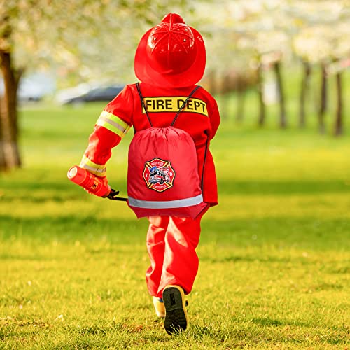 Xinnun 20 Pcs Firefighter Drawstring Backpack, 13.39 x 16.54 Inch Firefighter Bag Fire Truck Party Favors Birthday Supplies - Image 4