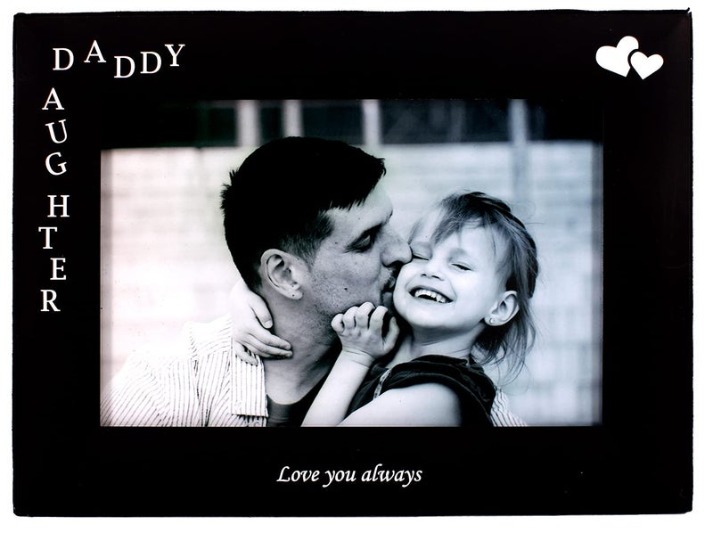 Leadex Daddy & Daughter Love You Gift For From Daughter Black Metal محفور 4 في 6 بوصات أفقية - Image 1