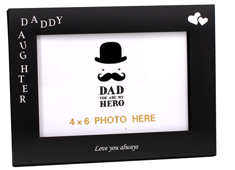 Leadex Daddy & Daughter Love You Gift For From Daughter Black Metal محفور 4 في 6 بوصات أفقية - Image 3