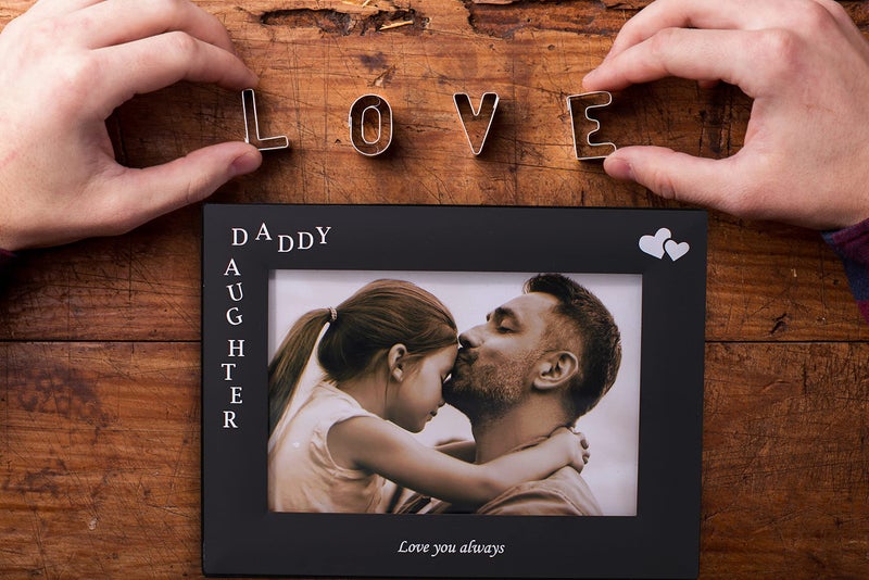 Leadex Daddy & Daughter Love You Gift For From Daughter Black Metal محفور 4 في 6 بوصات أفقية - Image 5
