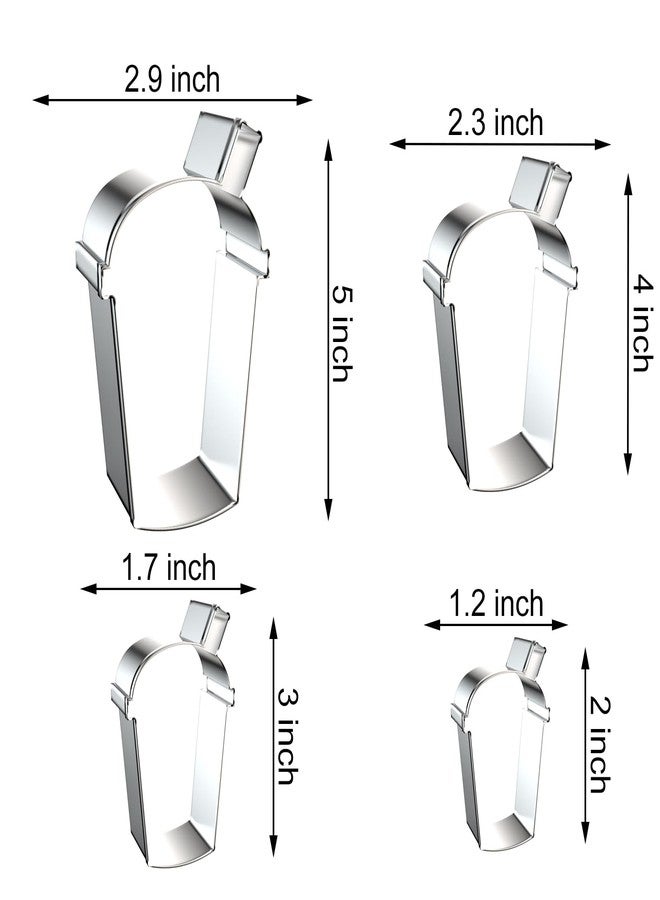 QAAQS Latte Coffee Cup Cookie Cutter Set - 5 inch, 4 inch, 3 inch, 2 inch - 4 Piece Plastic Coffee Cups with Dome Lid and Straw Cookie Cutters Shapes Molds - Stainless Steel - Image 2