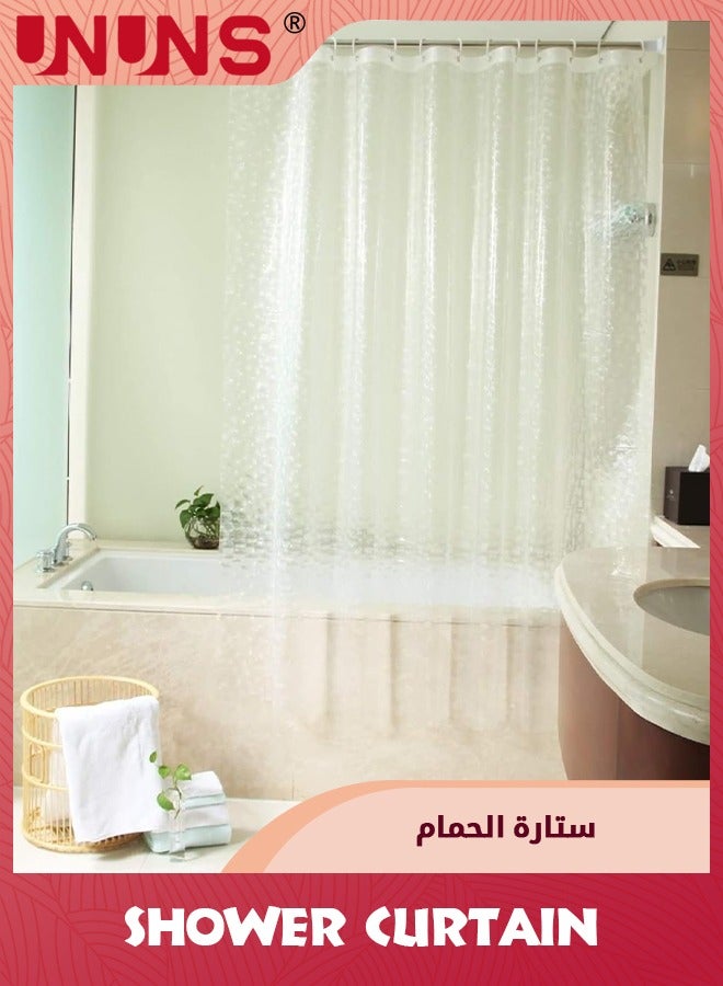 UNUNS Shower Curtain,3D Water Cube PEVA Plastic Shower Curtain With Grommet Holes And Accessories,Heavy Duty Clear Waterproof Shower Curtain Liner For Bathroom Decor-180 x 200 cm - Image 4