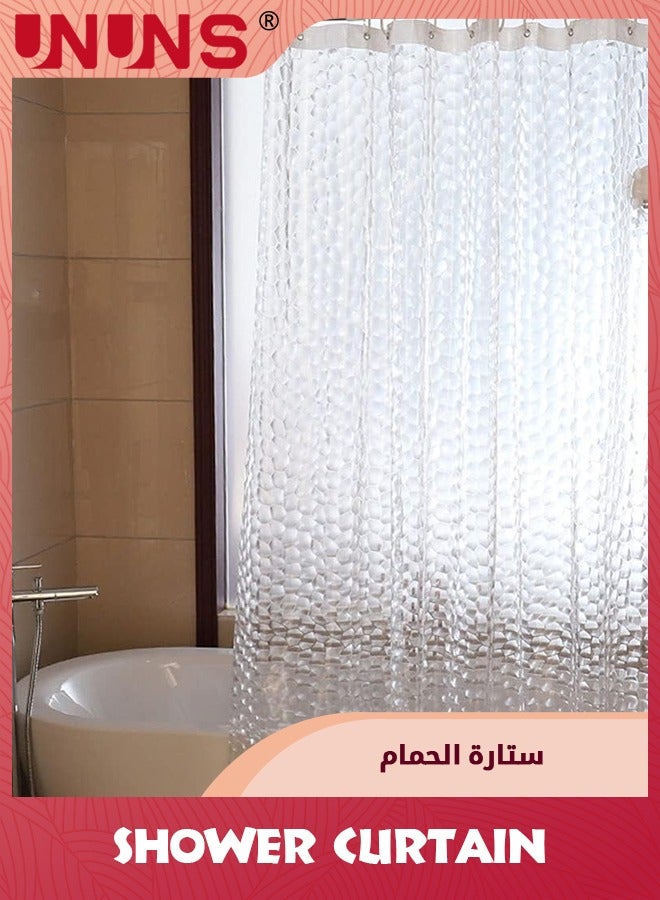 UNUNS Shower Curtain,3D Water Cube PEVA Plastic Shower Curtain With Grommet Holes And Accessories,Heavy Duty Clear Waterproof Shower Curtain Liner For Bathroom Decor-180 x 200 cm - Image 5