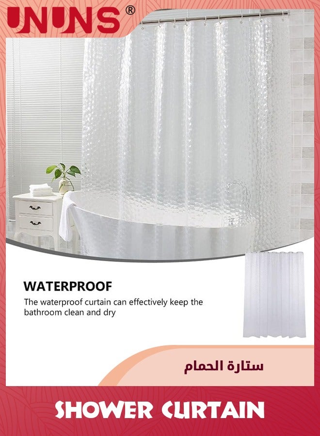 UNUNS Shower Curtain,3D Water Cube PEVA Plastic Shower Curtain With Grommet Holes And Accessories,Heavy Duty Clear Waterproof Shower Curtain Liner For Bathroom Decor-180 x 200 cm - Image 3