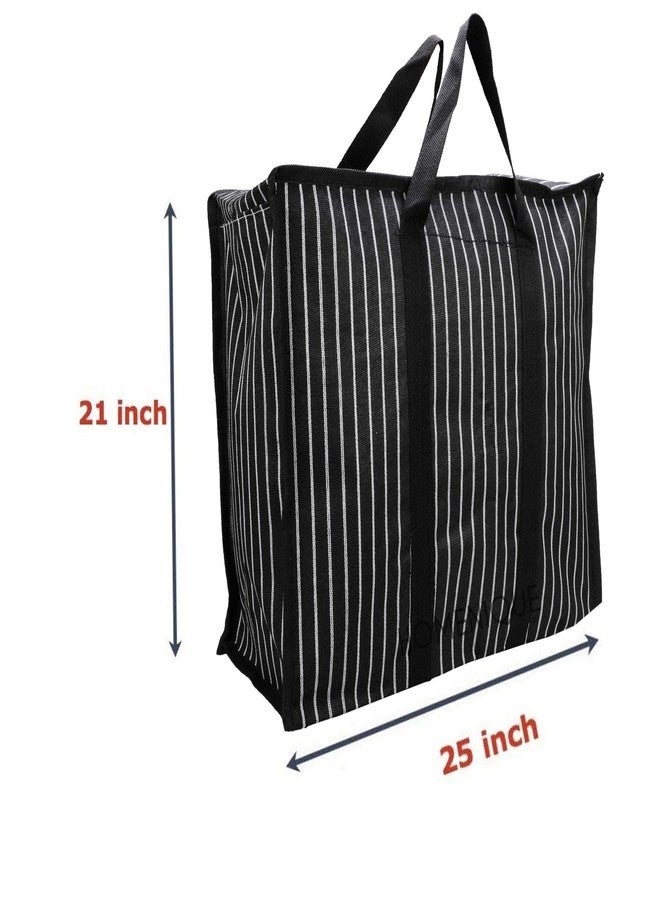 Homenique Women Made in India Multipurpose Classic Tote Extra Large Big Heavy Duty Storage Organizer Canvas Bag with Strong Handles and Base with Covers Zip (25x11x21 Inch, Black) - Image 2