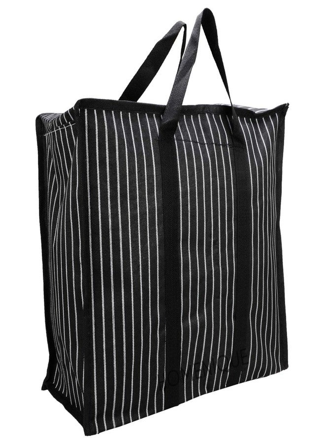 Homenique Women Made in India Multipurpose Classic Tote Extra Large Big Heavy Duty Storage Organizer Canvas Bag with Strong Handles and Base with Covers Zip (25x11x21 Inch, Black) - Image 1