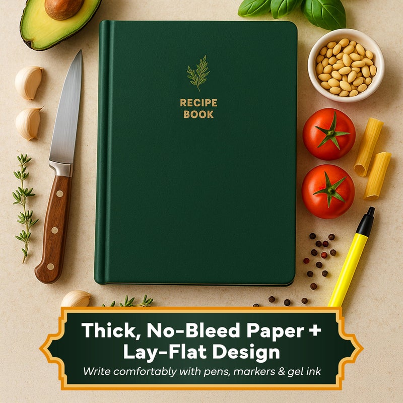 Only Zest Blank Recipe Book to Write in Your Own Recipes, Waterproof Hardcover Recipe Notebook, Empty Cookbook to Fill in, Homemade Cooking Journal for Family and Meal Planning - Image 2