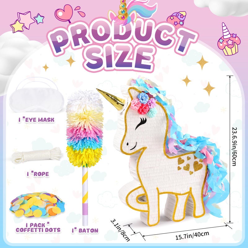 Pardecor 24" Large Unicorn Pinata - Mexican Theme Party Decoration for Birthdays, Fiestas & Cinco de Mayo - Extra Large PiÃ±ata Donkey for Kids Party Favors - Image 4