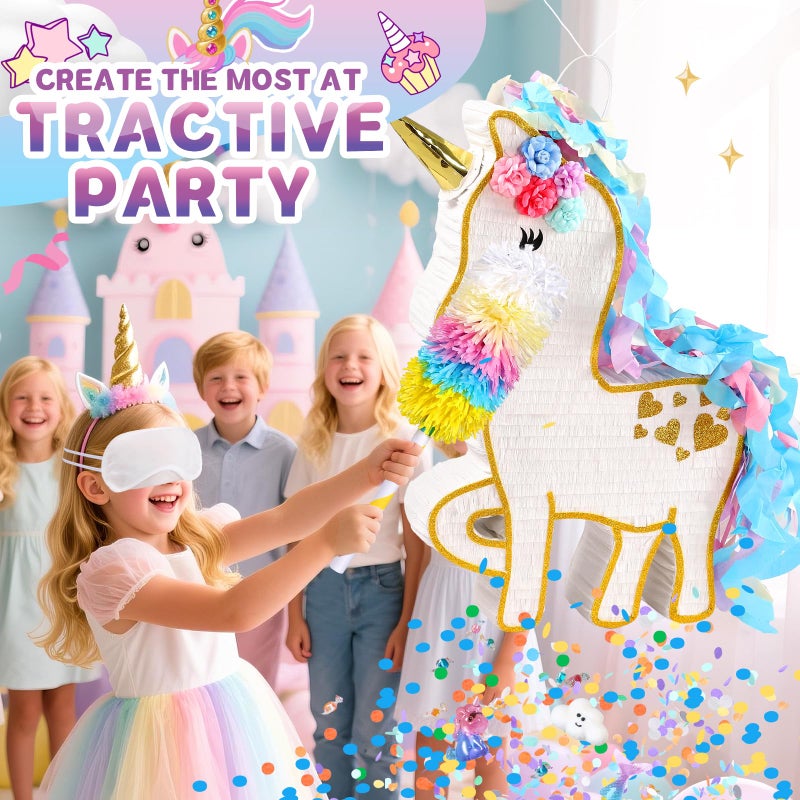 Pardecor 24" Large Unicorn Pinata - Mexican Theme Party Decoration for Birthdays, Fiestas & Cinco de Mayo - Extra Large PiÃ±ata Donkey for Kids Party Favors - Image 3