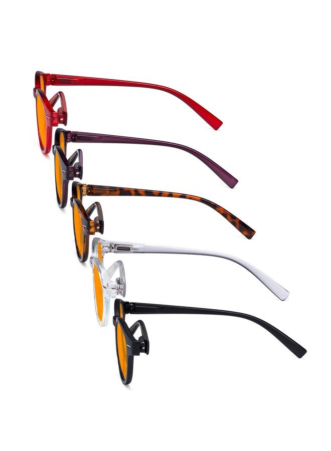 Eyekepper 5 Pack Retro Key Hole Oval Round Spring-Hinges Computer Reading Glasses Orange Tinted +3.00 - Image 2