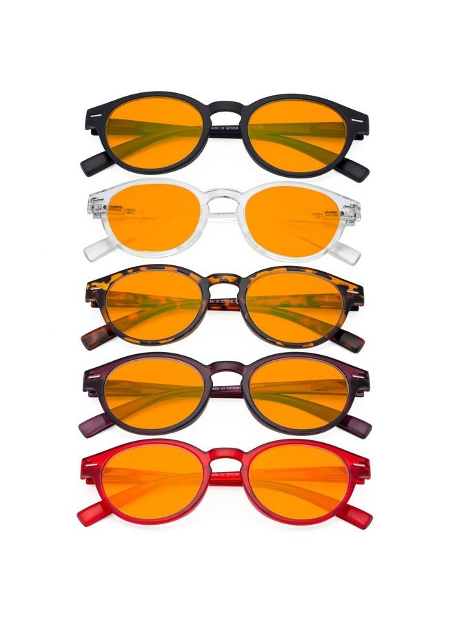 Eyekepper 5 Pack Retro Key Hole Oval Round Spring-Hinges Computer Reading Glasses Orange Tinted +3.00 - Image 3