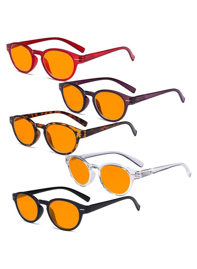 Eyekepper 5 Pack Retro Key Hole Oval Round Spring-Hinges Computer Reading Glasses Orange Tinted +3.00 - Image 1