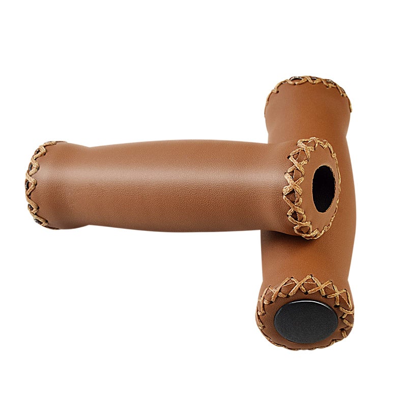 SOLODRIVE Bike Handlebar Grips, Vinyl Leather Grips, Hand-Stitched for Beach Cruiser Bike, Fits Most 22.2mm (7/8") Bicycle Handlebar (Brown) - Image 2
