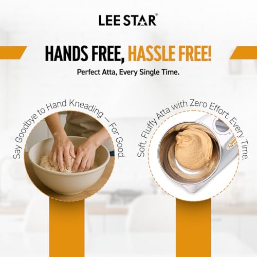 Lee Star Automatic Electric Atta Kneader, Dough Mixer Machine, Atta Kneader Machine with 3L Stainless Steel Bowl, 650W - White (LE-837) - Image 3