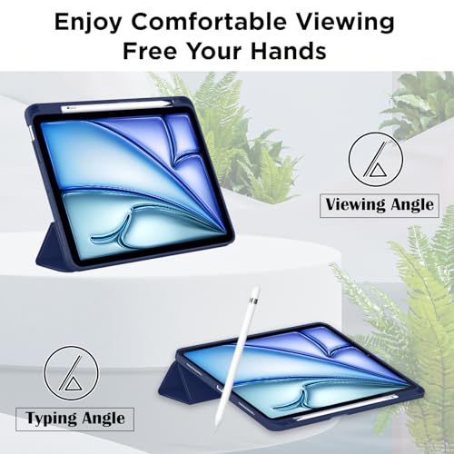 Robustrion Cover for for iPad Air 11 inch Cover M4 / M3 / M2 / Air 4th 5th Generation Flip Stand Case Cover with Pencil Holder [Right Side] 10.9 inch - Navy - Image 4