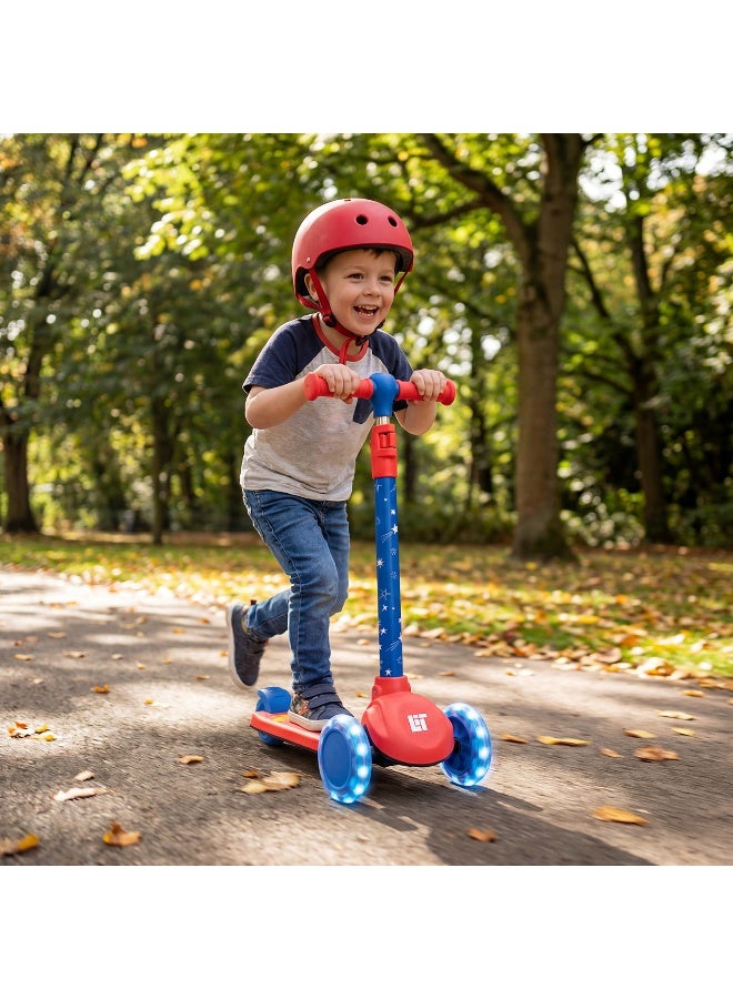 LiT Starburst 3 Wheel Scooter for Kids with LED Light Up Wheels Lean to Steer Adjustable Handlebar Wide Deck Stable Preschool Scooter Outdoor Ride On Toy for Boys Age 3+ | Blue - Image 4