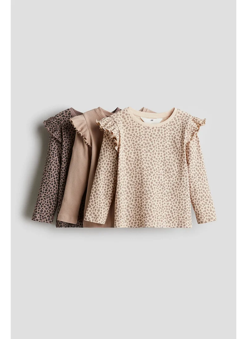 H&M 3-pack frill-trimmed jersey tops