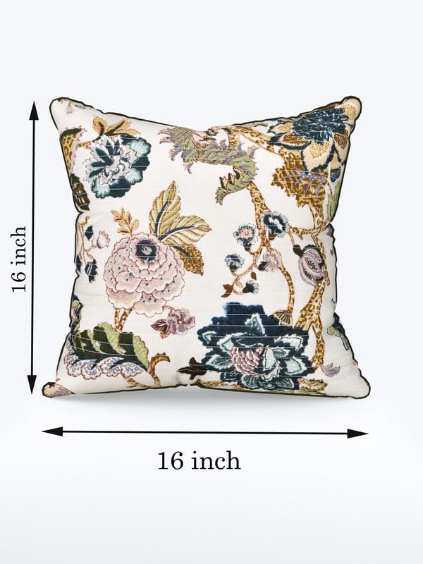 EasyGoods India Premium Cotton Cushion Covers 16x16 Inch | Soft Durable Fabric | Elegant Printed Covers for Sofa & Living Room | Hidden Zipper | Set of 5 - Image 3