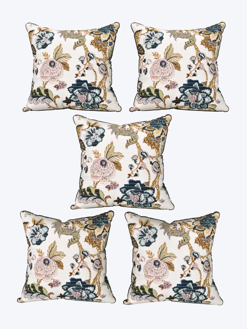 EasyGoods India Premium Cotton Cushion Covers 16x16 Inch | Soft Durable Fabric | Elegant Printed Covers for Sofa & Living Room | Hidden Zipper | Set of 5 - Image 5