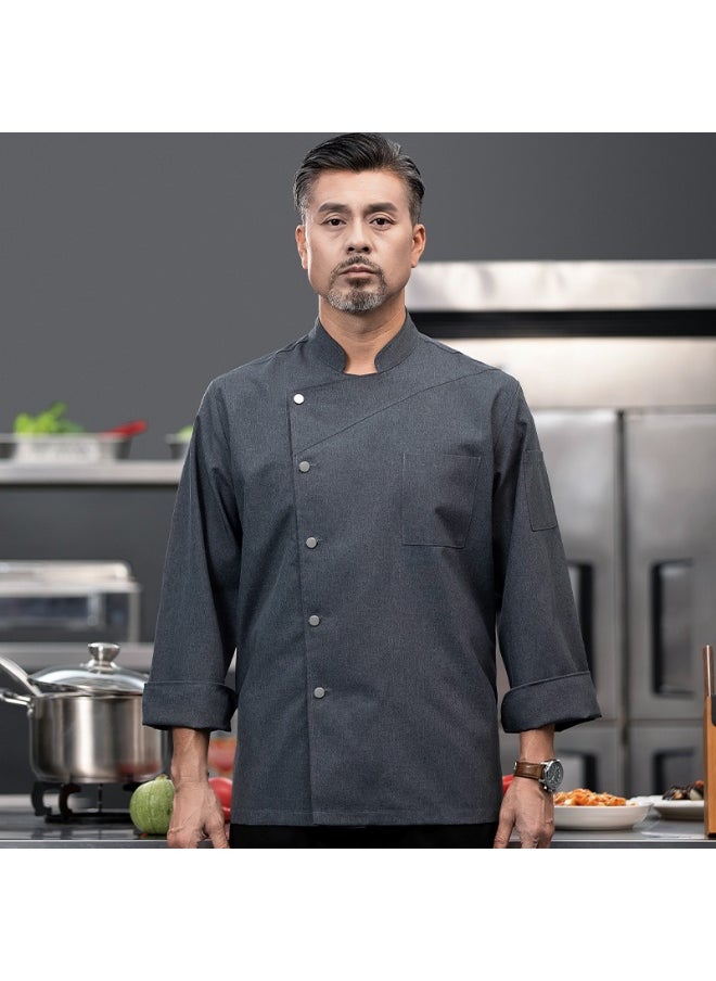 NIBEMINENT Chef Overalls Men's Autumn and Winter Clothing Long-Sleeved Hotel Catering Restaurant Western Restaurant Kitchen  - Image 1
