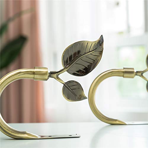 HIKMLK Leaf Shaped Curtain Holdbacks 2pcs, Handmade Metal Curtain Side Holders for Wall, Curtain Tieback Hook Pull Backs for Drapes Window Home Decoration (Antique Brass) - Image 4