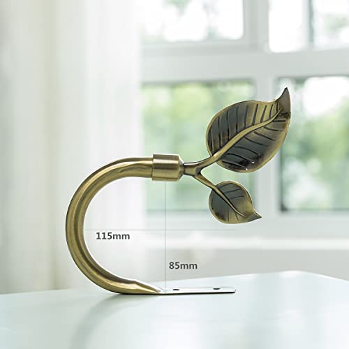 HIKMLK Leaf Shaped Curtain Holdbacks 2pcs, Handmade Metal Curtain Side Holders for Wall, Curtain Tieback Hook Pull Backs for Drapes Window Home Decoration (Antique Brass) - Image 5