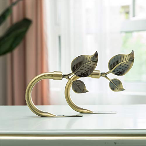HIKMLK Leaf Shaped Curtain Holdbacks 2pcs, Handmade Metal Curtain Side Holders for Wall, Curtain Tieback Hook Pull Backs for Drapes Window Home Decoration (Antique Brass) - Image 2