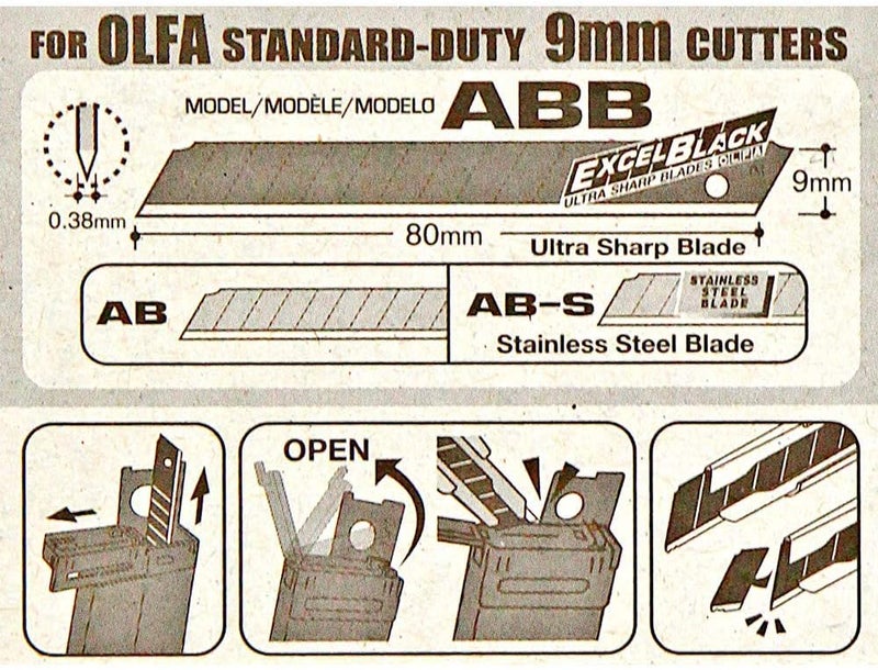OLFA ABB-10B - Pack of 10 Ultra Sharp 9mm Snap-Off Blades - Image 3