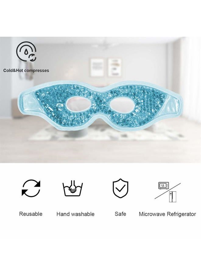 Ruzzut Cooling Gel Eye Mask with Eye Holes, 2 PCS Cold Eye Packs for Puffiness & Swelling, Reusable Hot Cold Compress Heat Ice Gel Pack, Green and Blue - Image 2