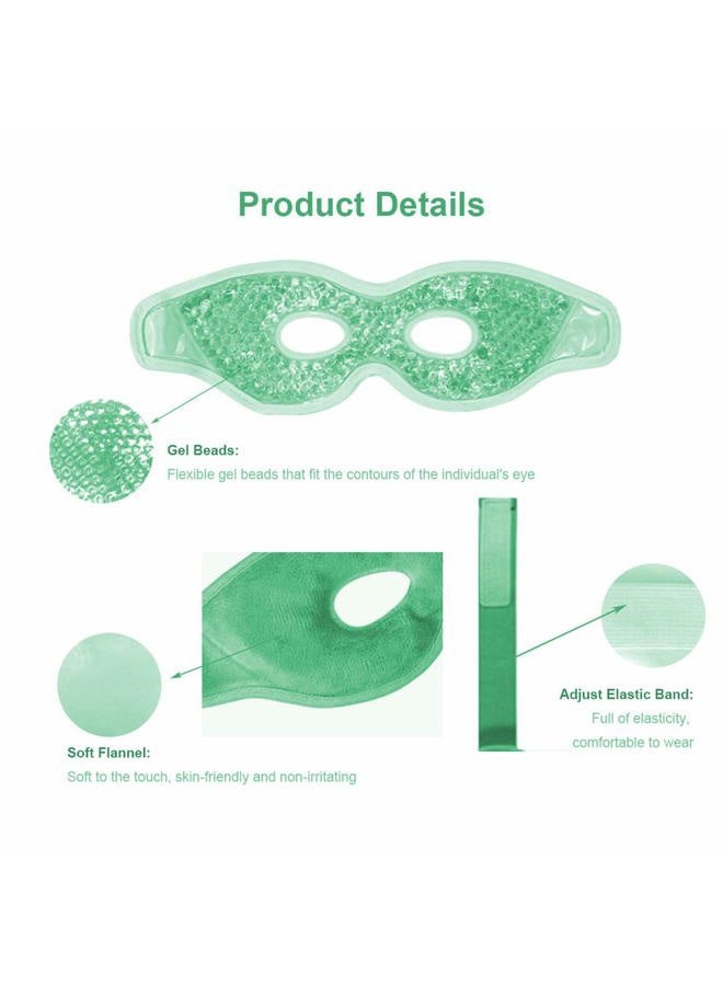Ruzzut Cooling Gel Eye Mask with Eye Holes, 2 PCS Cold Eye Packs for Puffiness & Swelling, Reusable Hot Cold Compress Heat Ice Gel Pack, Green and Blue - Image 4