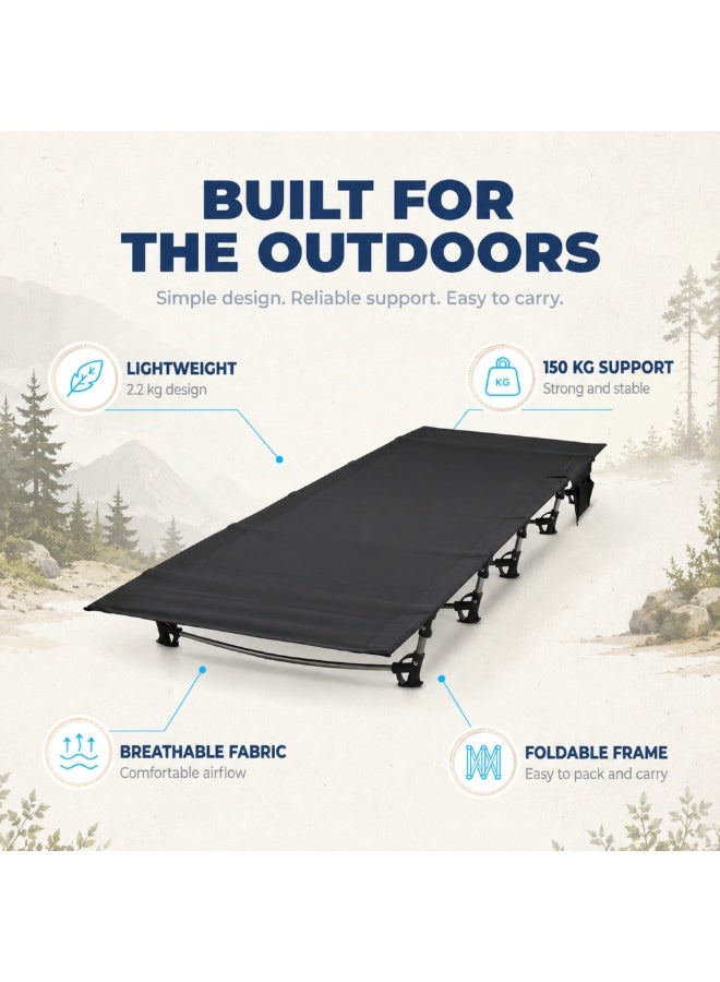 Adventure Lab Ultralight Folding Tent Camping Cot Bed | Lightweight Aluminum Frame Portable Cot for Outdoor Travel, Hiking, and Base Camp | Compact Foldable Camping Bed up to 150 kg - Image 5