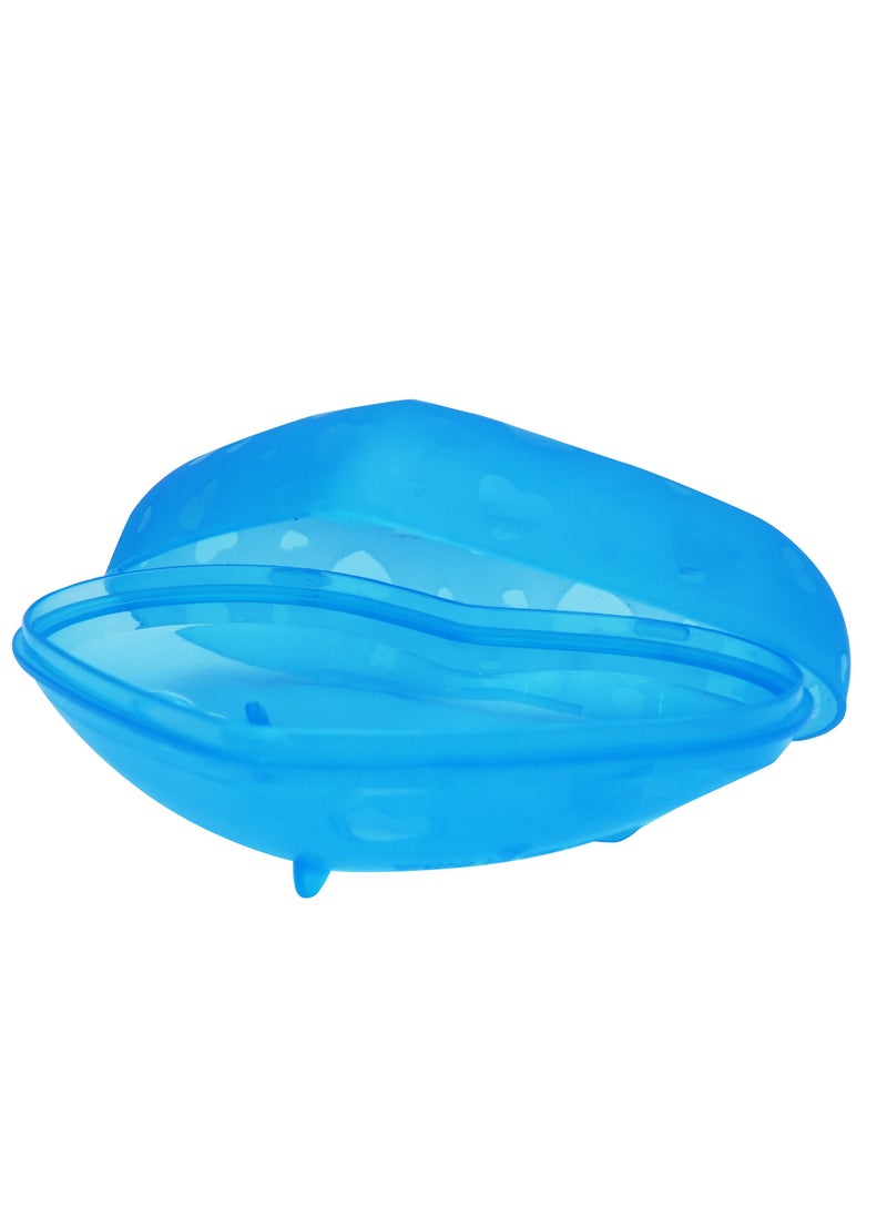 JJ - Soap Dish Box Holder with Lid, Soap Dish with Drain, Travel Soap Container, Bar Soap Holder, Easy Cleaning Soap Blue - Image 1