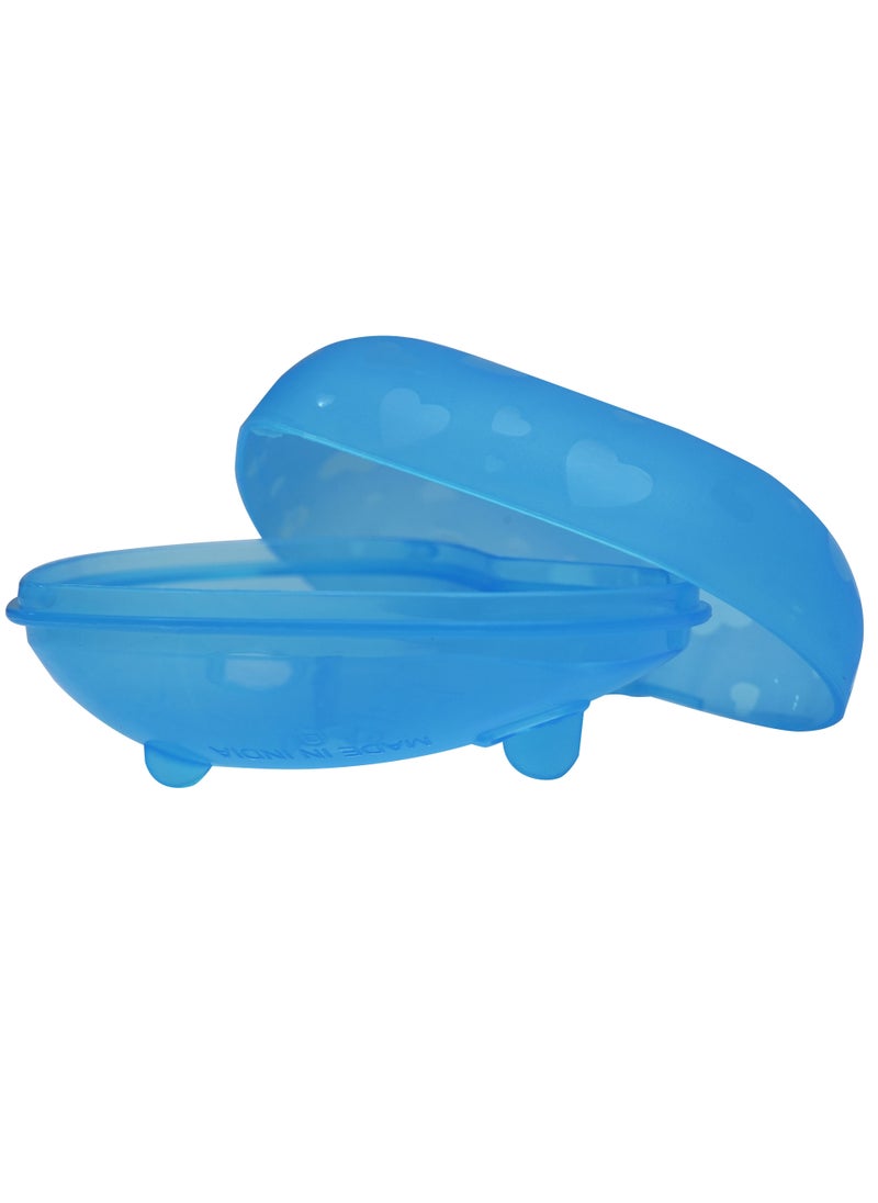 JJ - Soap Dish Box Holder with Lid, Soap Dish with Drain, Travel Soap Container, Bar Soap Holder, Easy Cleaning Soap Blue - Image 1