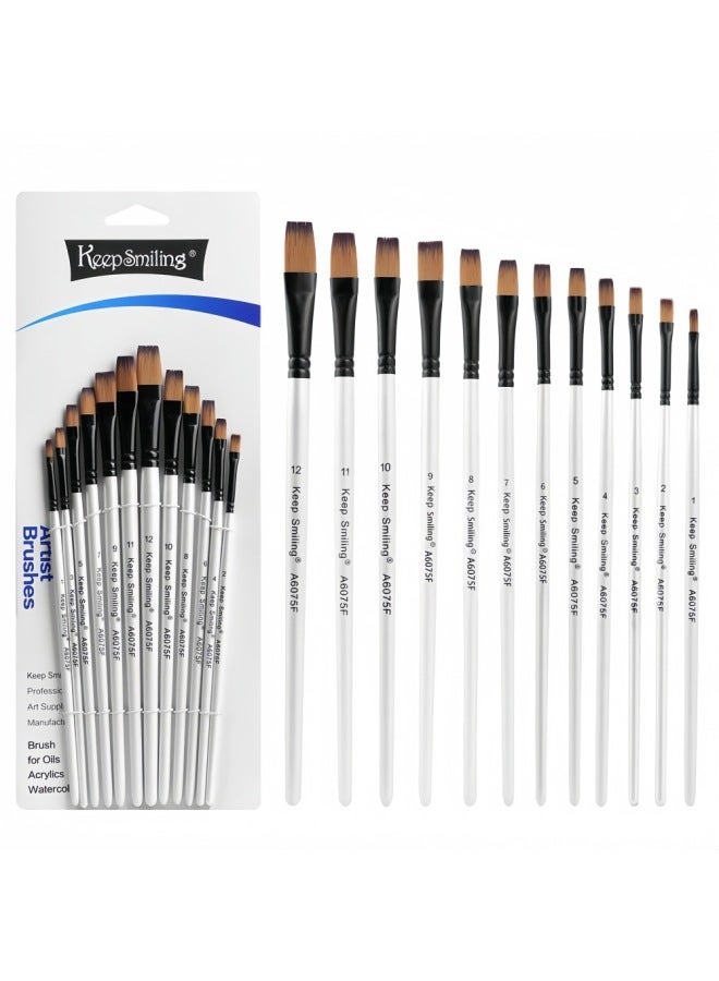 كيب سمايلنج فرشاة نايلون ساخنة 12 فرشاة بيضاء لؤلؤية مدببة من البروبيلين - مستلزمات الفنون قوليانبي - Image 1