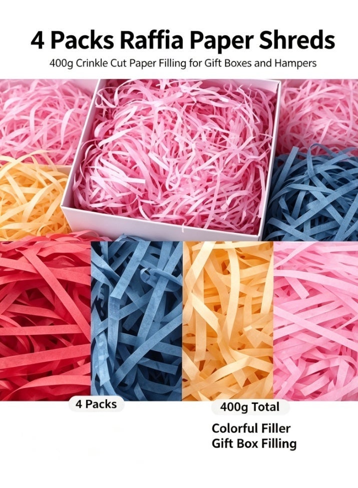 OASIS-TH 4 Packs 400g Paper Shreds Strands Eco-friendly Shredded Crinkle Confetti Crinkle Cut Paper Filling Shredded Paper for Gift Box Filling - Image 1
