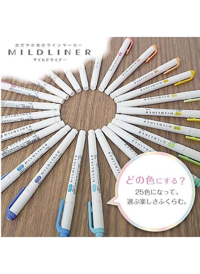 Zebra Highlighter Pens Mildliner 25 Color Set Wkt7 C, Multicolor