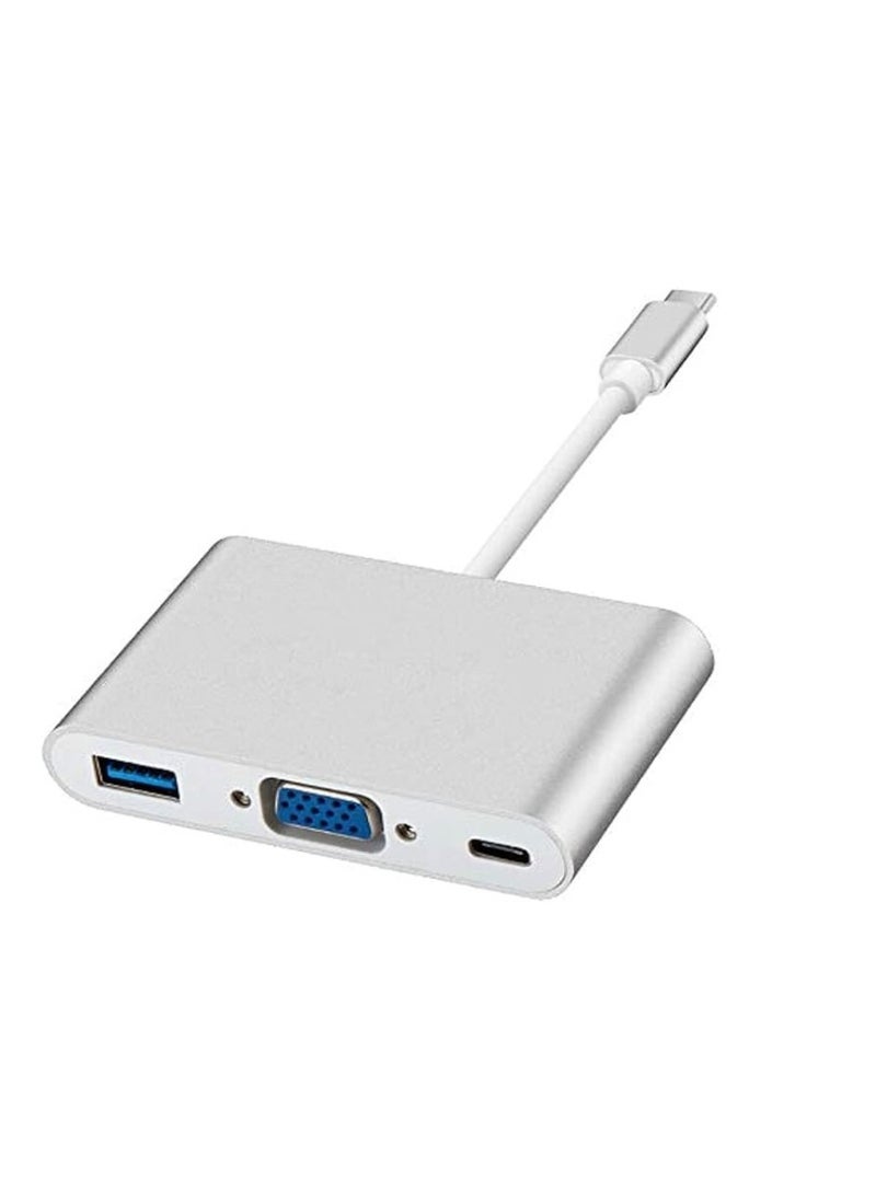 Reacon USB-C to HDMI & VGA Adapter, Type-C Multiport Converter with 4K HDMI and 1080P VGA Output for Laptops and Phones – Supports Dual Screen Same Display - Image 1