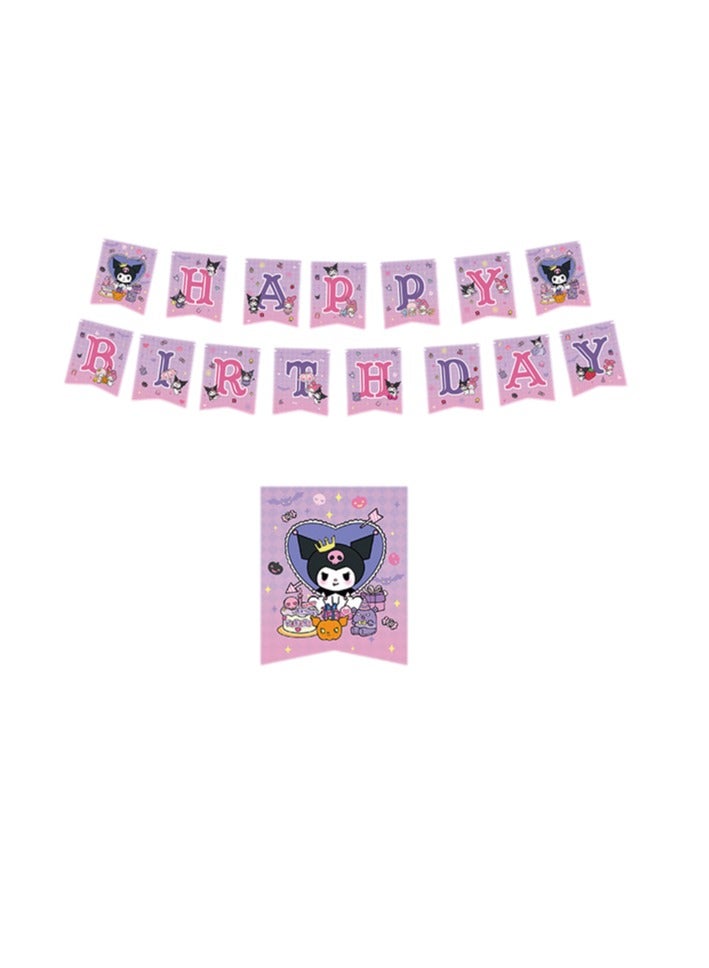 Kuromi Birthday Party Balloon Flag Garland Set, 35-Piece Kids Themed Decorations for Girls’ Party Supplies, Fun Balloon Banner for Kuromi Themed Celebration  - Image 4