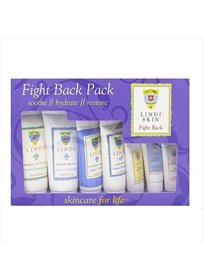 lindi skin - LINDI SKIN Fight Back Pack - Starter Kit That Includes Body Lotion, Body Wash, Face Serum, Face Moisturizer, Soothing Balm, and Face Wash for Chemo Rash, Radiation Burn & Other Cancer Side-Effects - Image 1
